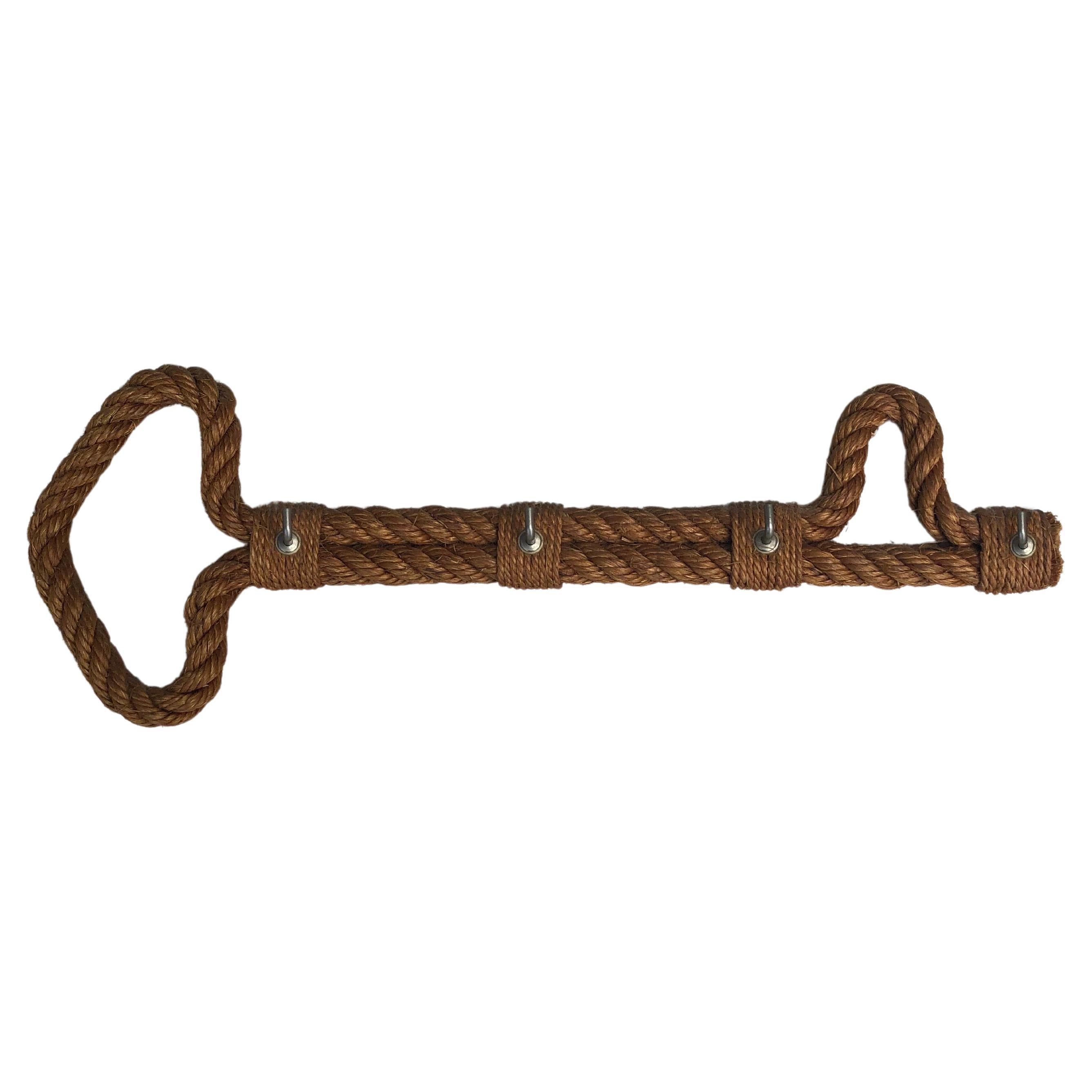Rare mid-century rope key rack holder in a key shape Audoux Minet & Frida Minet.