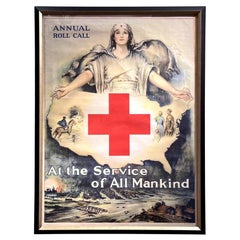 "At the Service of Mankind" Antique Wwi Red Cross Poster by Lawrence Wilbur