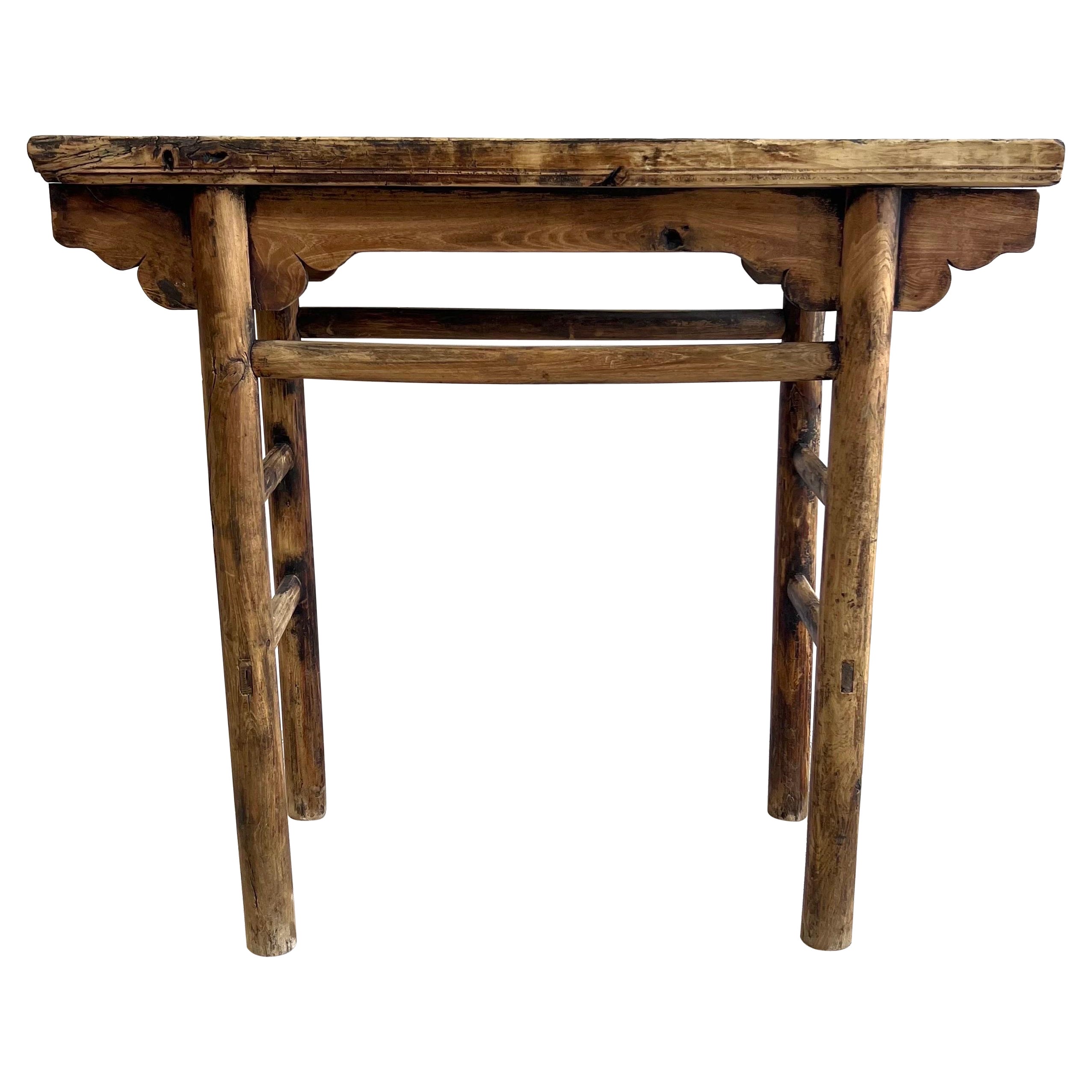 Vintage Elm Wood Console Table