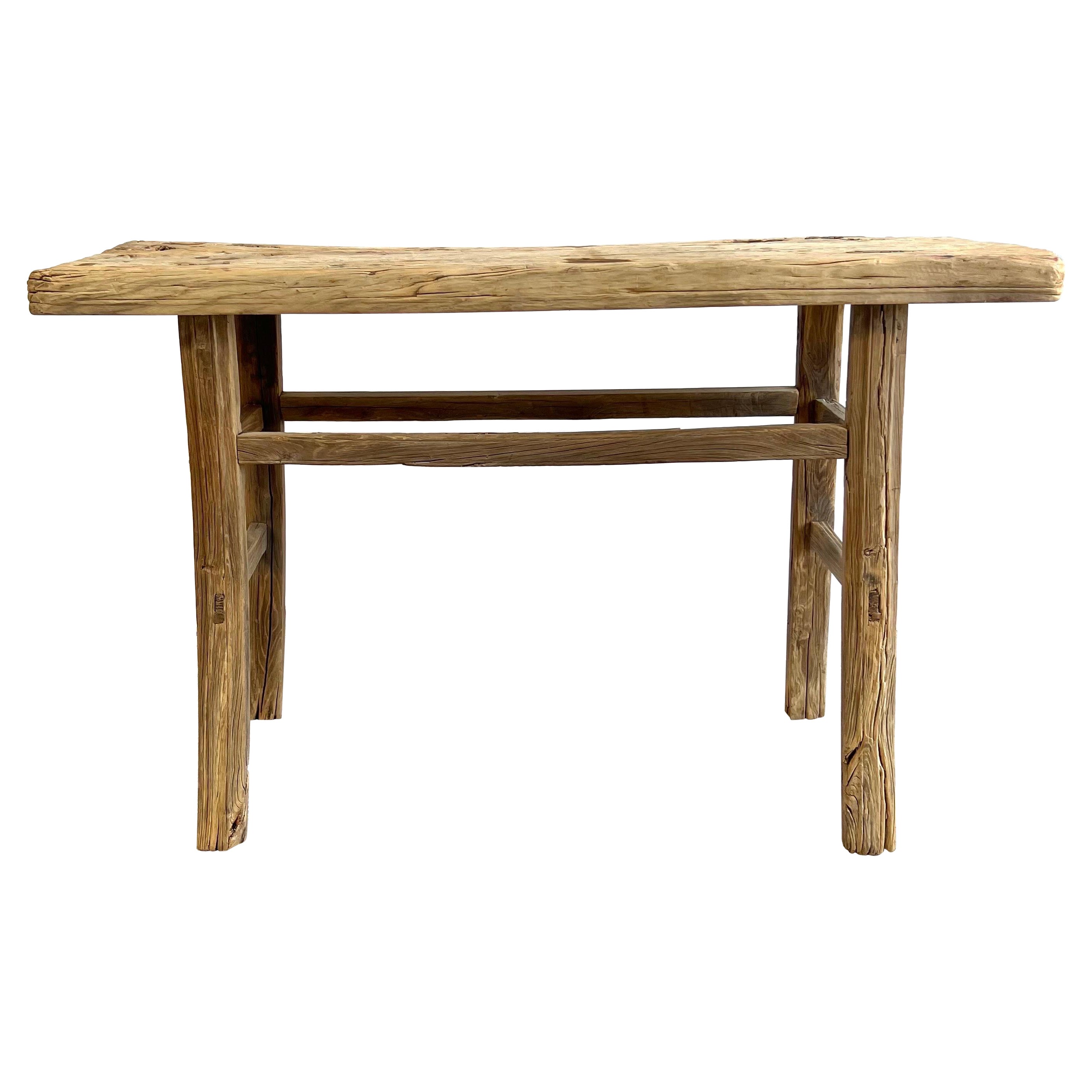 Table console vintage en bois d'orme