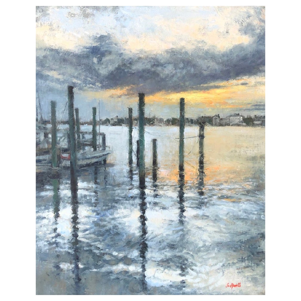 Huile sur toile « Serene Sunset » de Sue Foell en vente