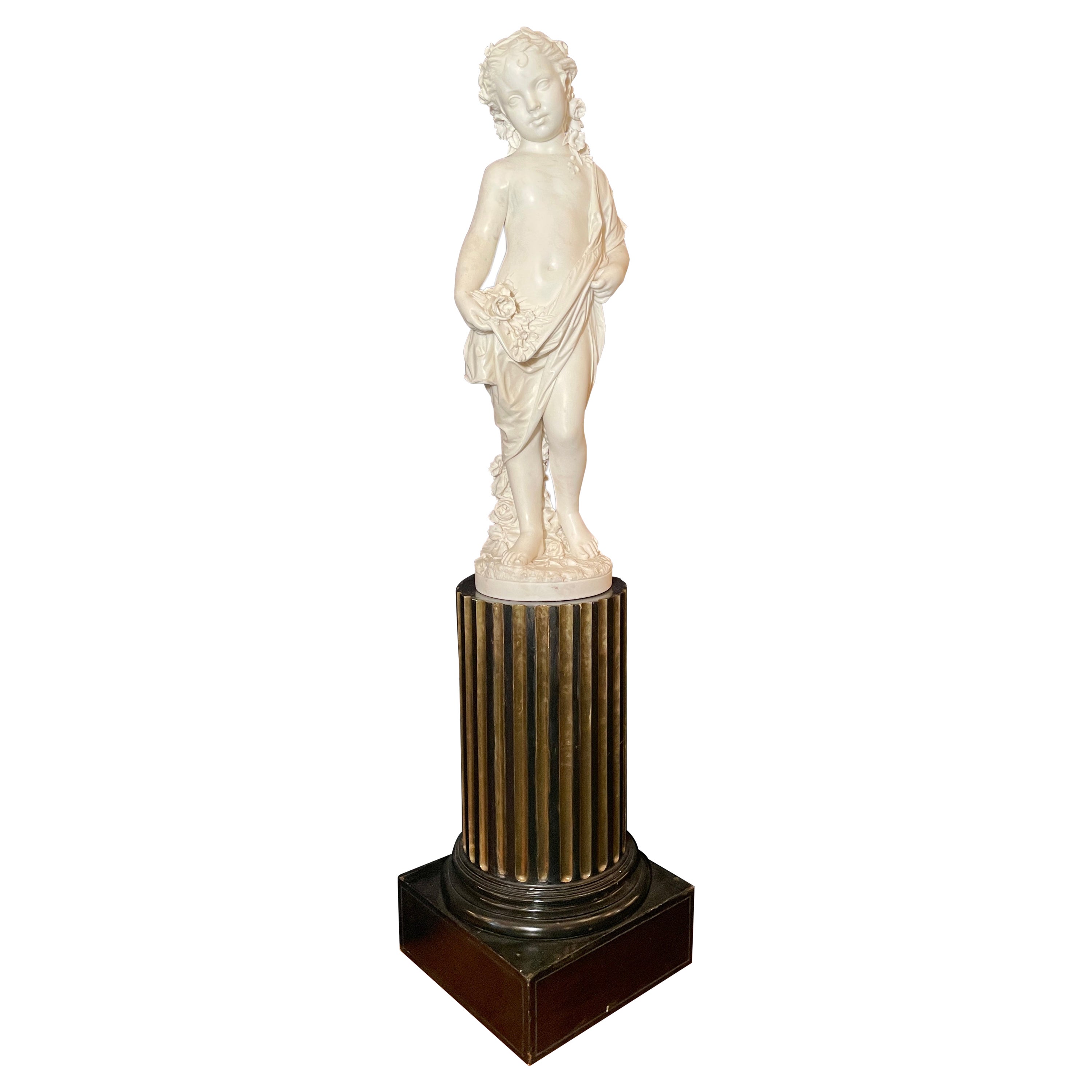 Antigua escultura italiana de mármol de Carrara de Raffaello Romanelli, hacia la década de 1890 en venta
