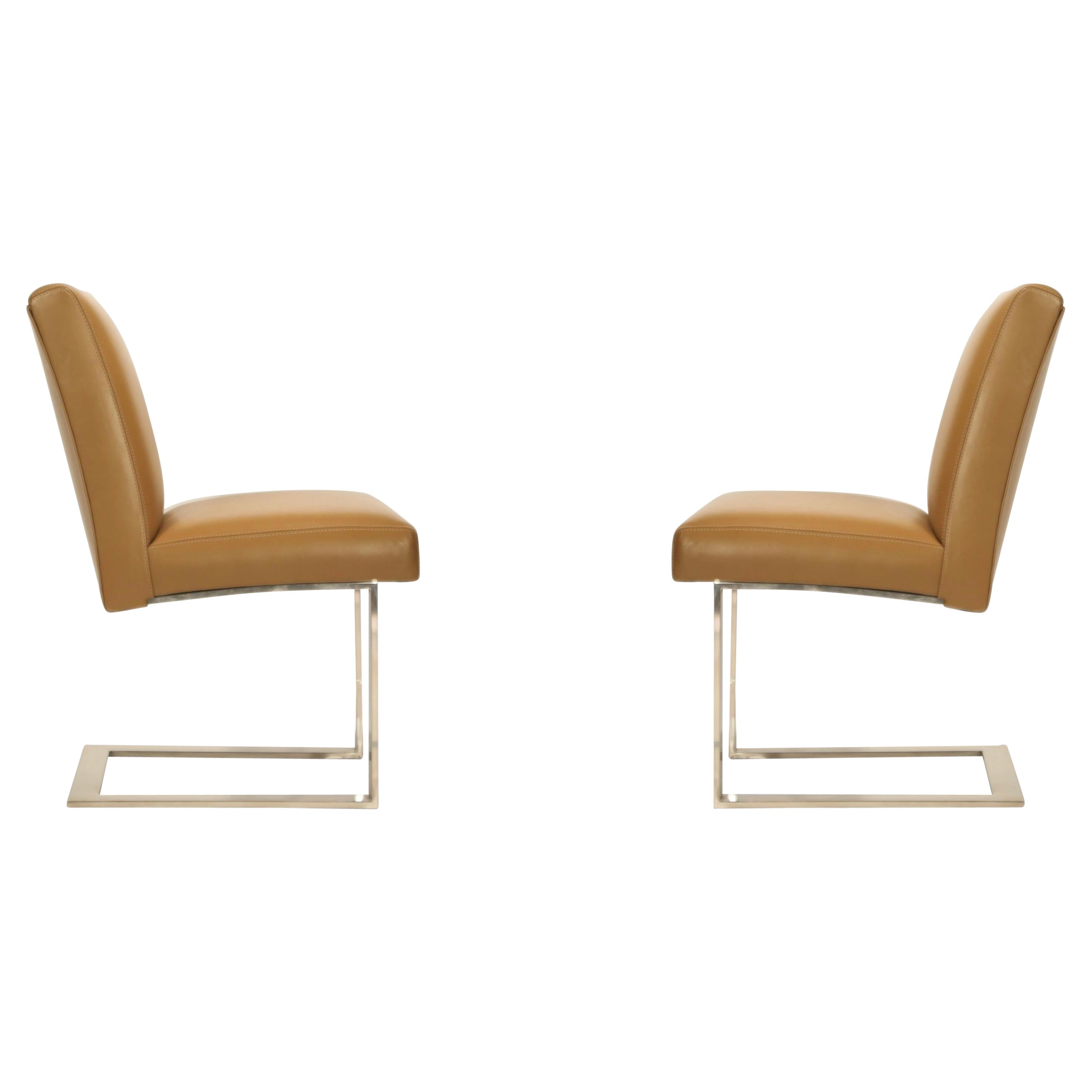 Pair of Paul Evans for Directional Dining Chairs in Edelman Leather