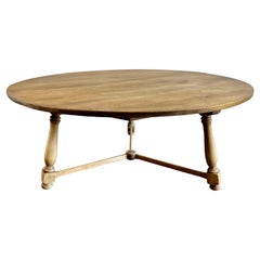 19th Swedish Round Shaped Bleached Wood Table