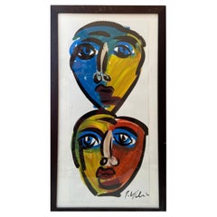 Vintage Peter Keil Abstract Painting, Framed