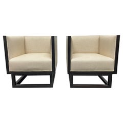 Retro Pair Cube Lounge Chairs by Josef Hoffmann