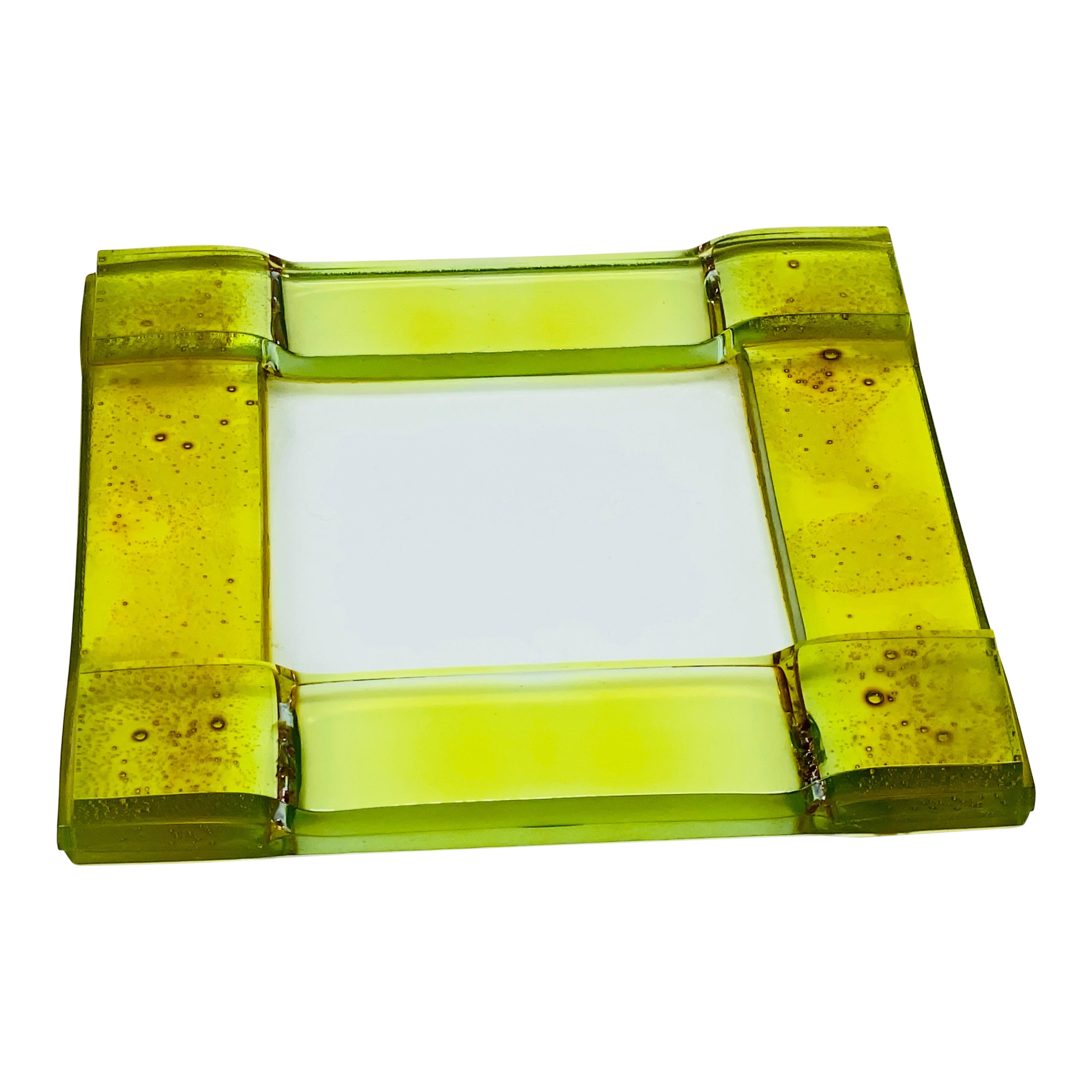 Glass Trivet by Poliarte, Green Color, Made in Italy in the 1960's For Sale