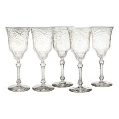 Mid-century Cut Crystal Goblets with cut Crystal Stems;  Set of Six