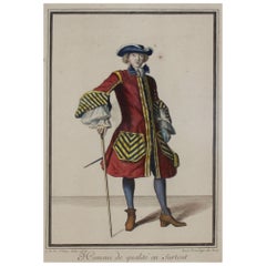 Antique Copper Engraving Depicting the High Quality of the Fashion Under Louis XIV, 1684