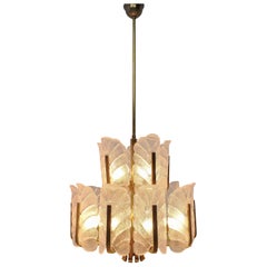 Large Brass and Glass Chandelier by Carl Fagerlund for Orrefors, 1960s