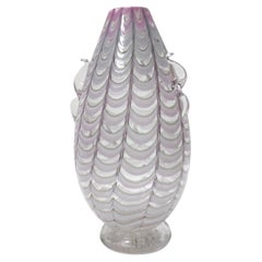 Vase vintage en verre de Murano lilas et transparent par Alberto Donà, Italie