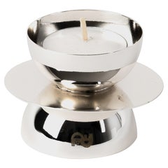 Contemporary Modern, Kubbe Round Tealight Holder, Varnished Silver Nickel Plated