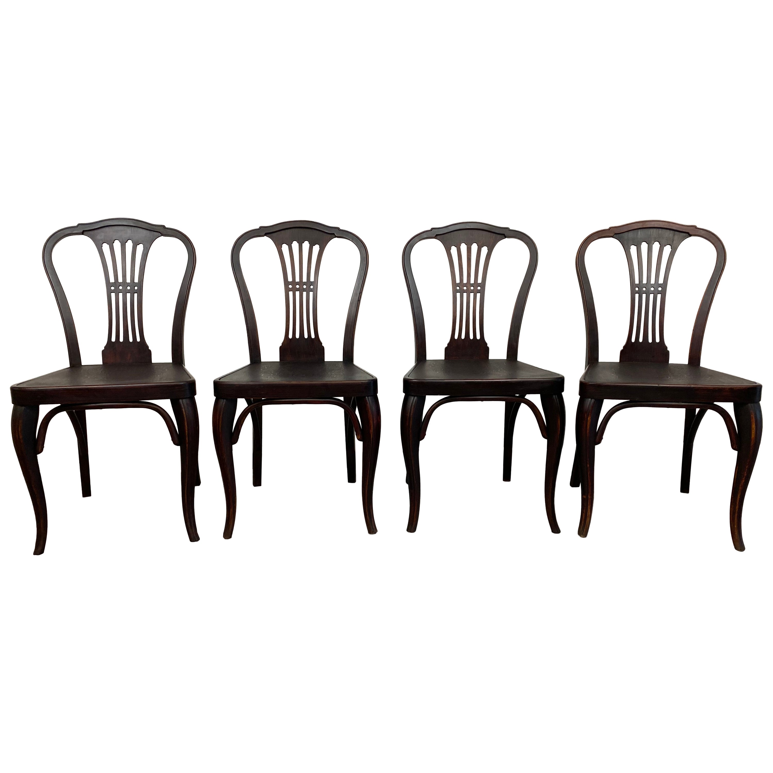 Set Od 4 Dining Chairs No.613 by Gustav Siegel for Thonet