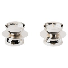 Contemporary Modern, Kubbe Tealight Holders, Nickel Silver Plated, Set of 2