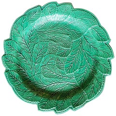 Regency English Pottery Green-glazed Leaf Plate, Brameld, Yorkshire