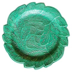 Regency English Pottery Green-glazed Leaf Plate, Brameld, Yorkshire