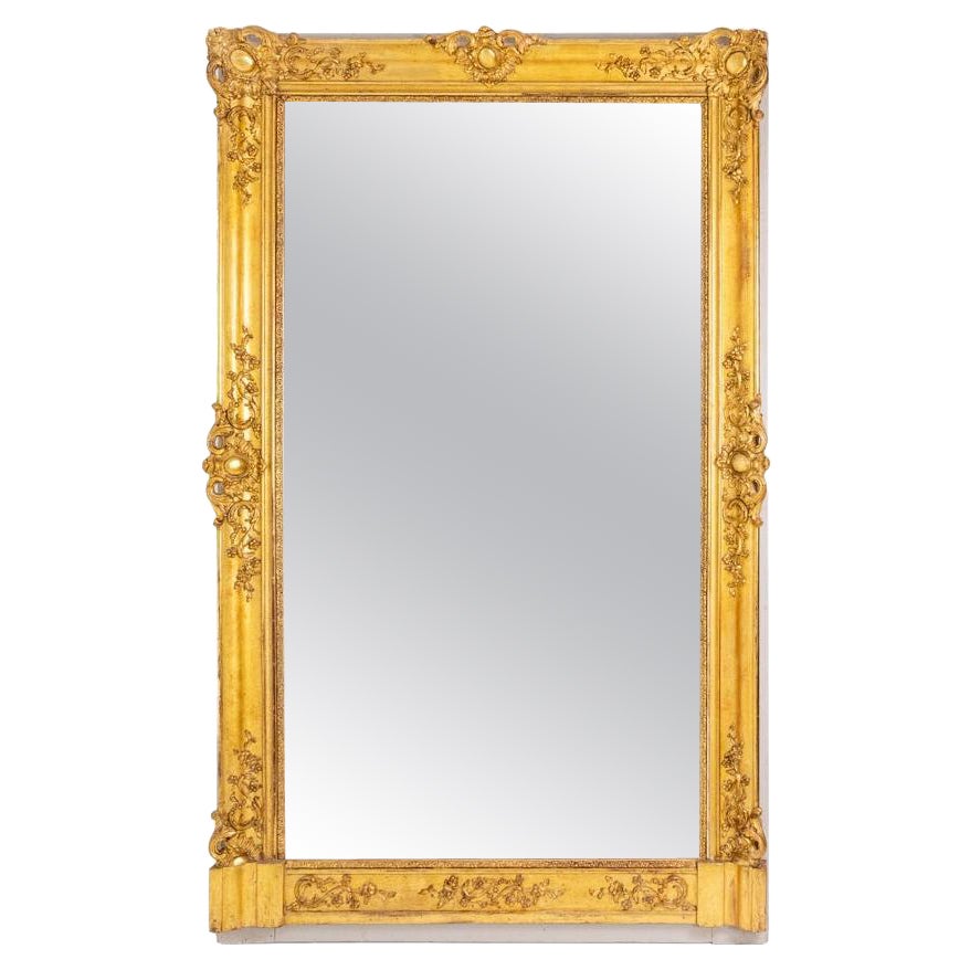 Mirror Trumeau Regency Style in Gilded Wood, 19th Century For Sale