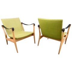2 Pairs of Mid-Century Modern Safari Chairs by Karen & Ebbe Clemmensen 4 Hansen
