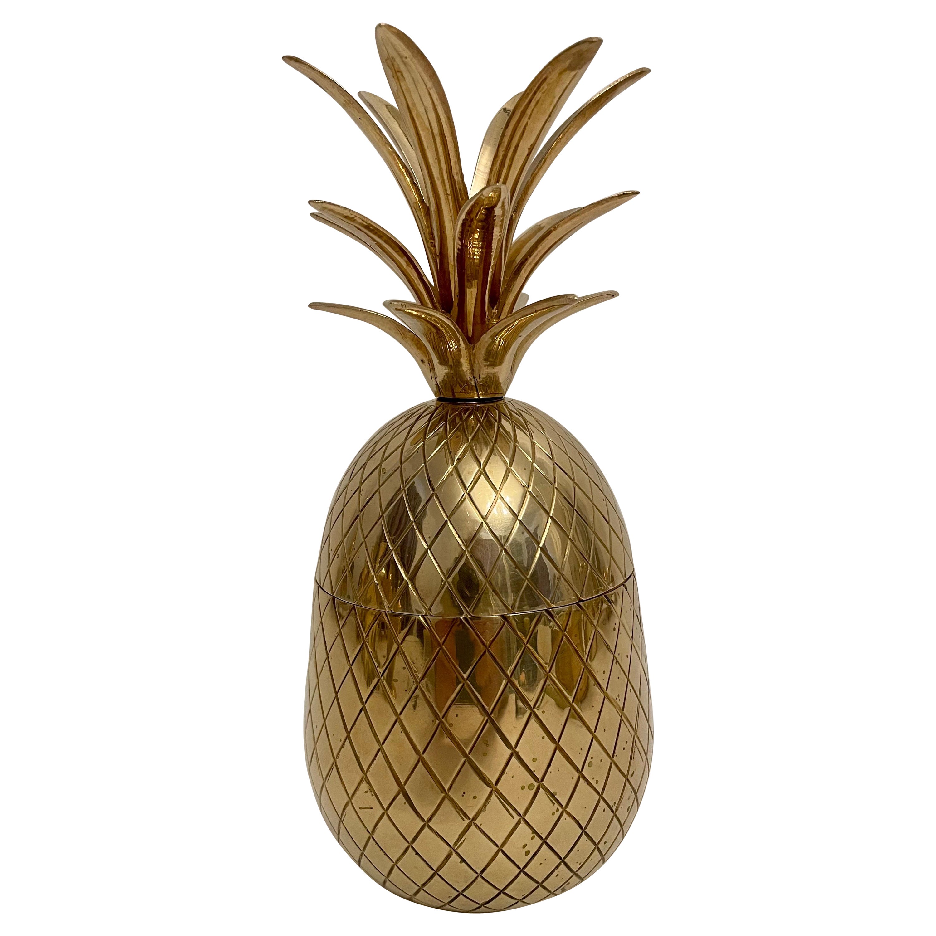 Solid Brass Pineapple Covered Container For Sale