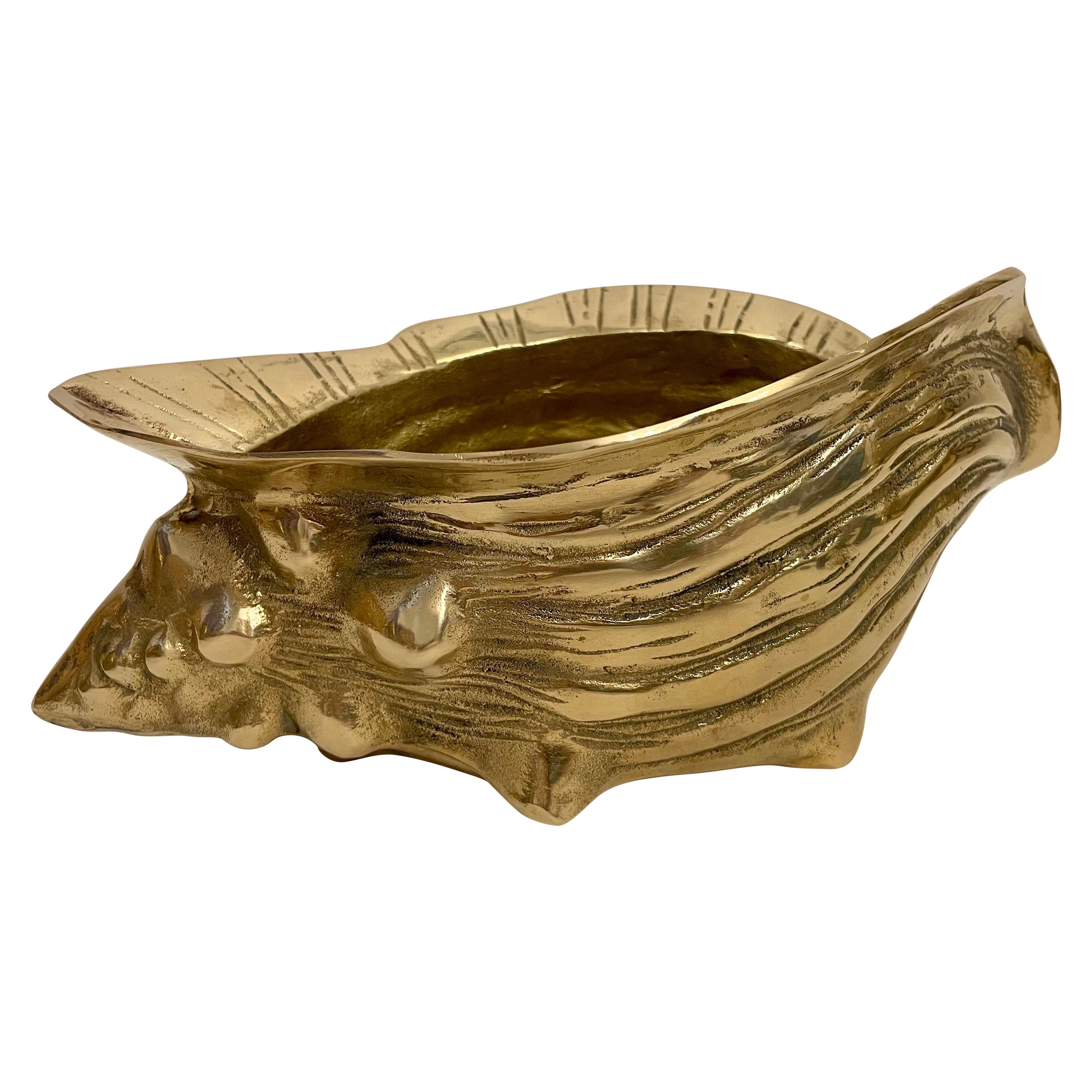 Vintage  Brass Seashell Planter For Sale