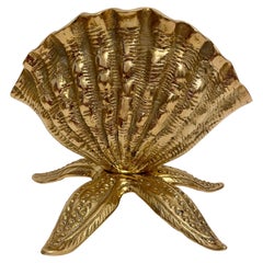 Vintage Brass Seashell Nautilus Planter on Starfish Base