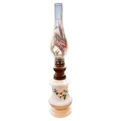 Antique French Provincial Hand Painted Oil Lamp