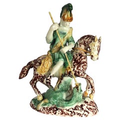 English Pottery Lead-glazed Earthenware Figure of St. George and the Dragon