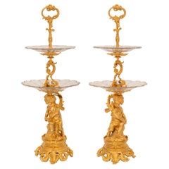 Pair of French 19th Century Belle Époque Period Baccarat Crystal Centerpieces