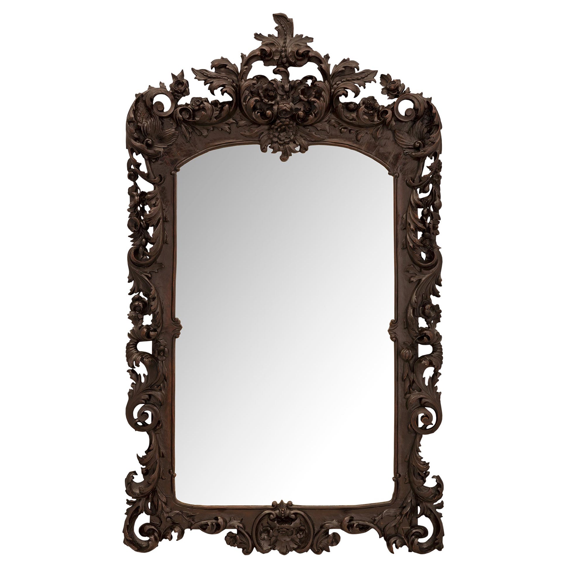 Continental 19th Century Baroque St. Walnut Mirror For Sale
