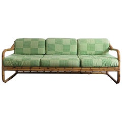 Italian Midcentury Modern Design Bamboo Sofa Bed Bonacina Style 1960s