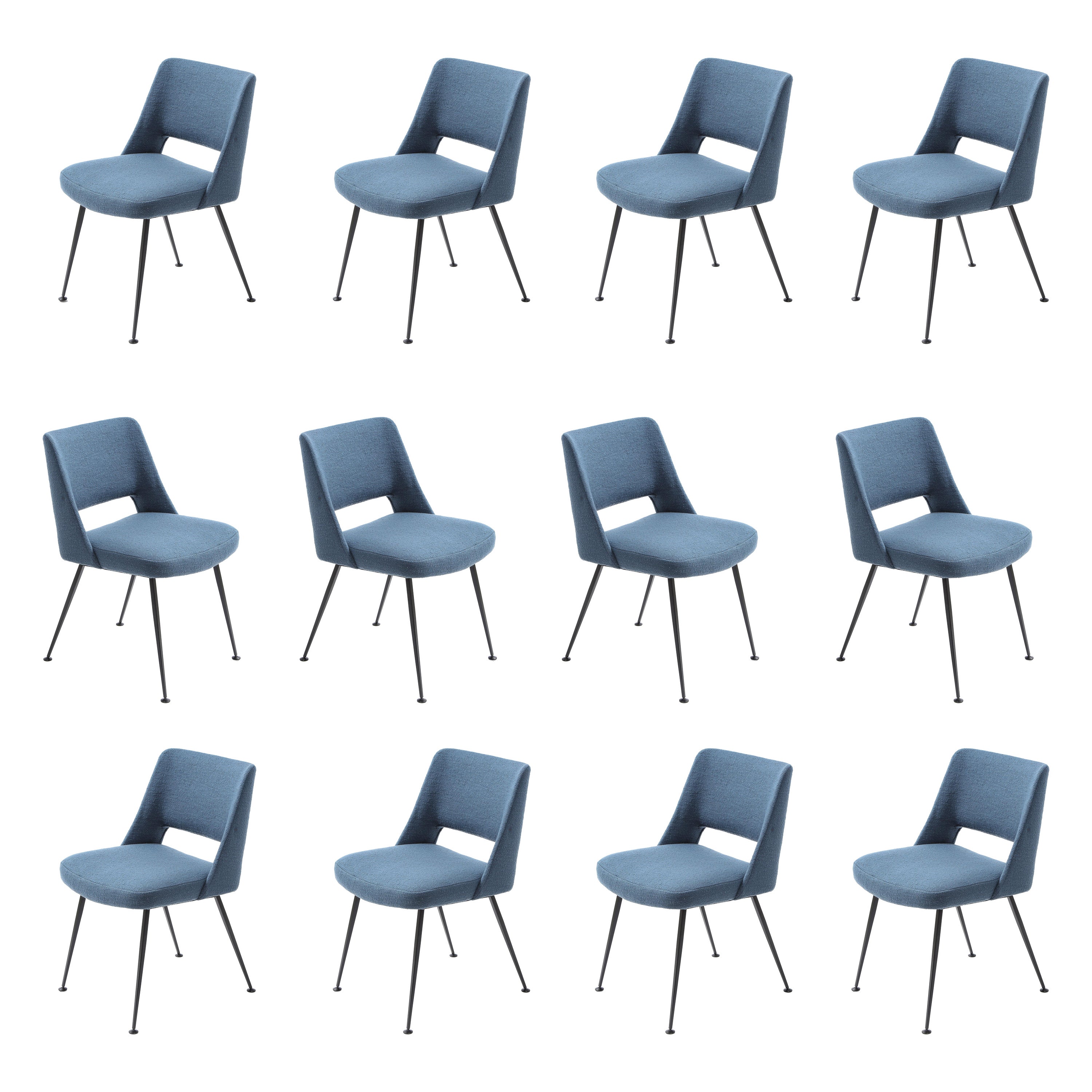Set of Twelve Modern Dining Chairs, France 1970's For Sale