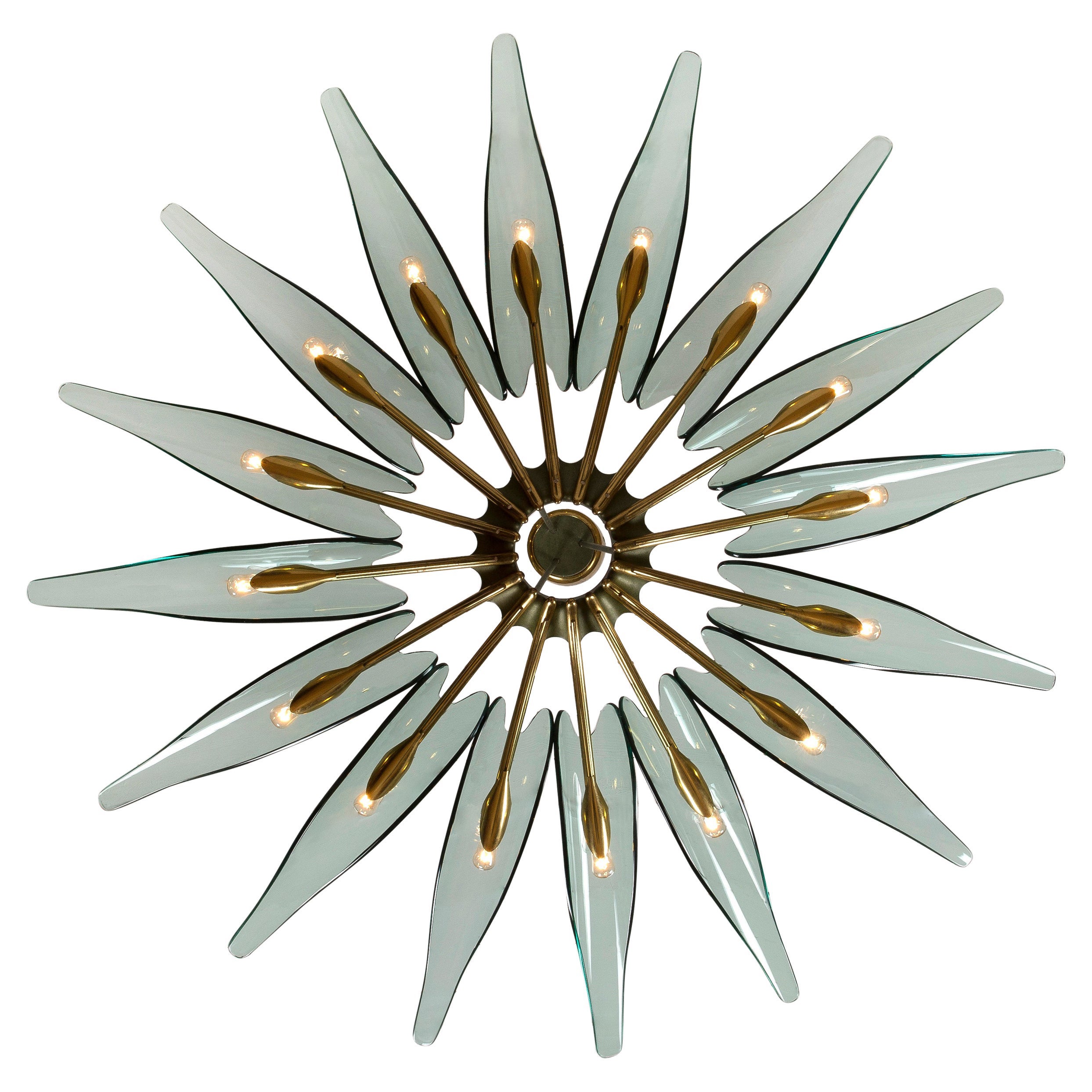 Dahlia Chandelier Model '1563' by Max Ingrand for Fontana Arte, Italy, c.1954 For Sale