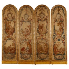 Set of 4 Tapestries Signed by Beauvais Manufacture and F. Boucher, France, 1780