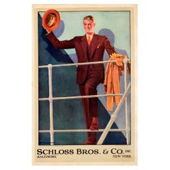 Original Vintage Men's Fashion Poster Schloss Bros & Co Baltimore New York Style