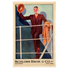 Póster Original Vintage de Moda Masculina Schloss Bros & Co Baltimore Estilo Nueva York