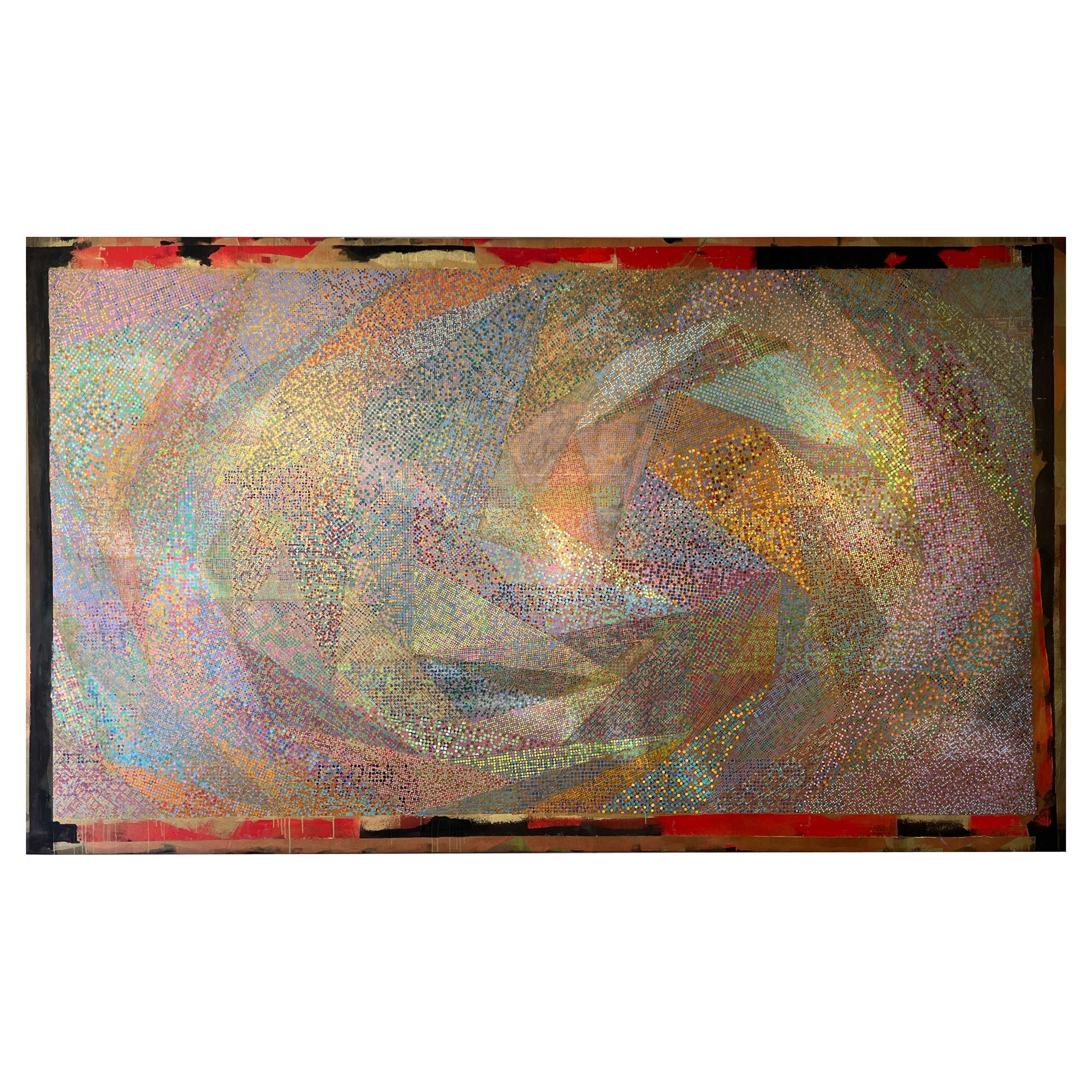 Grande peinture abstraite à l'acrylique sur Cavas de l'artiste américain répertorié Ted Kerzie