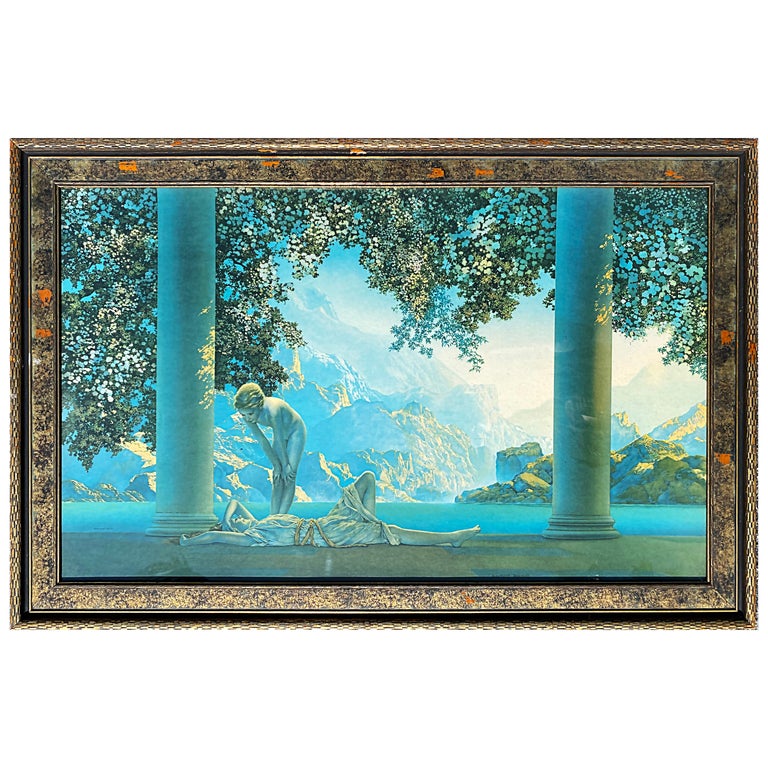 Maxfield Parrish "Daybreak" Lithograph 1920s, Original Giltwood Frame For Sale