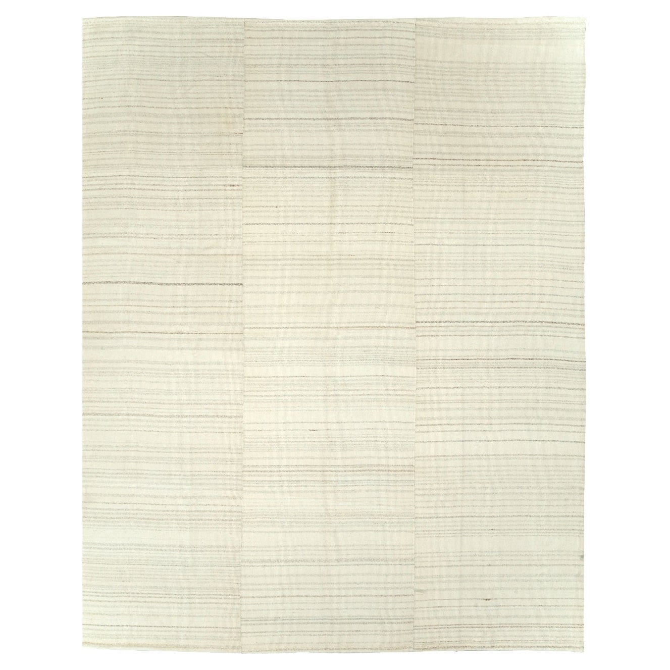 Tapis Kilim turc contemporain à tissage plat de taille normale en beige