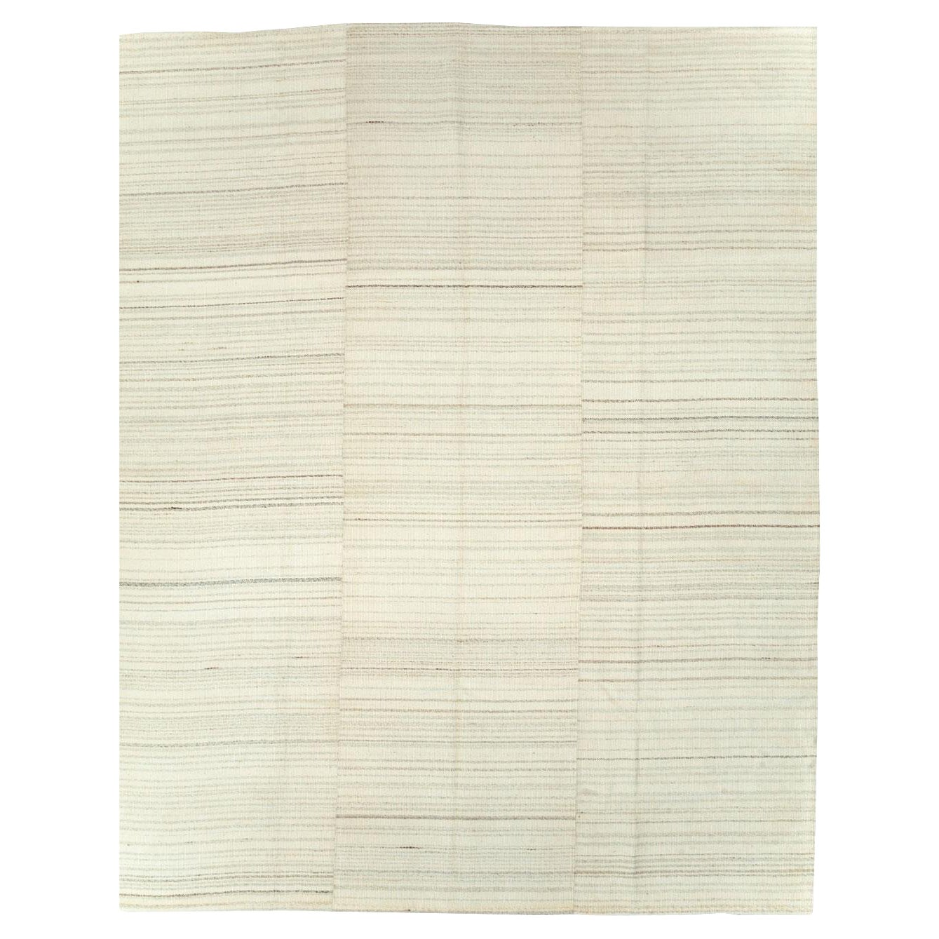 Contemporary Turkish Flatweave Kilim Room Size Carpet in Beige