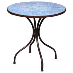 Early 20th Century Parisian Iron Bistrot Table with Mosaic Tile Top