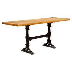 Butcher Shop Counter Top with Cast Iron Base Console c.1920-1950