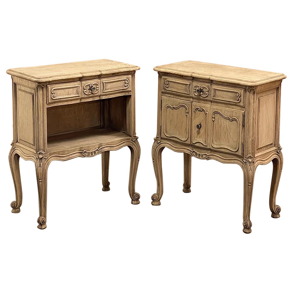 Davis Company French Country Oak MarbleTop Nightstand Tables