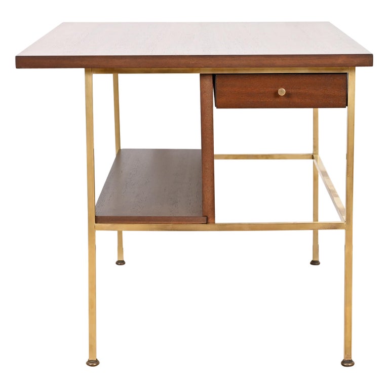 Paul McCobb Irwin Collection Mahogany and Brass Nightstand or Side Table, 1950s For Sale