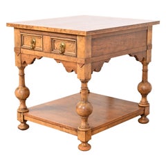 Baker Furniture William and Mary Walnut and Burl Wood Tea Table
