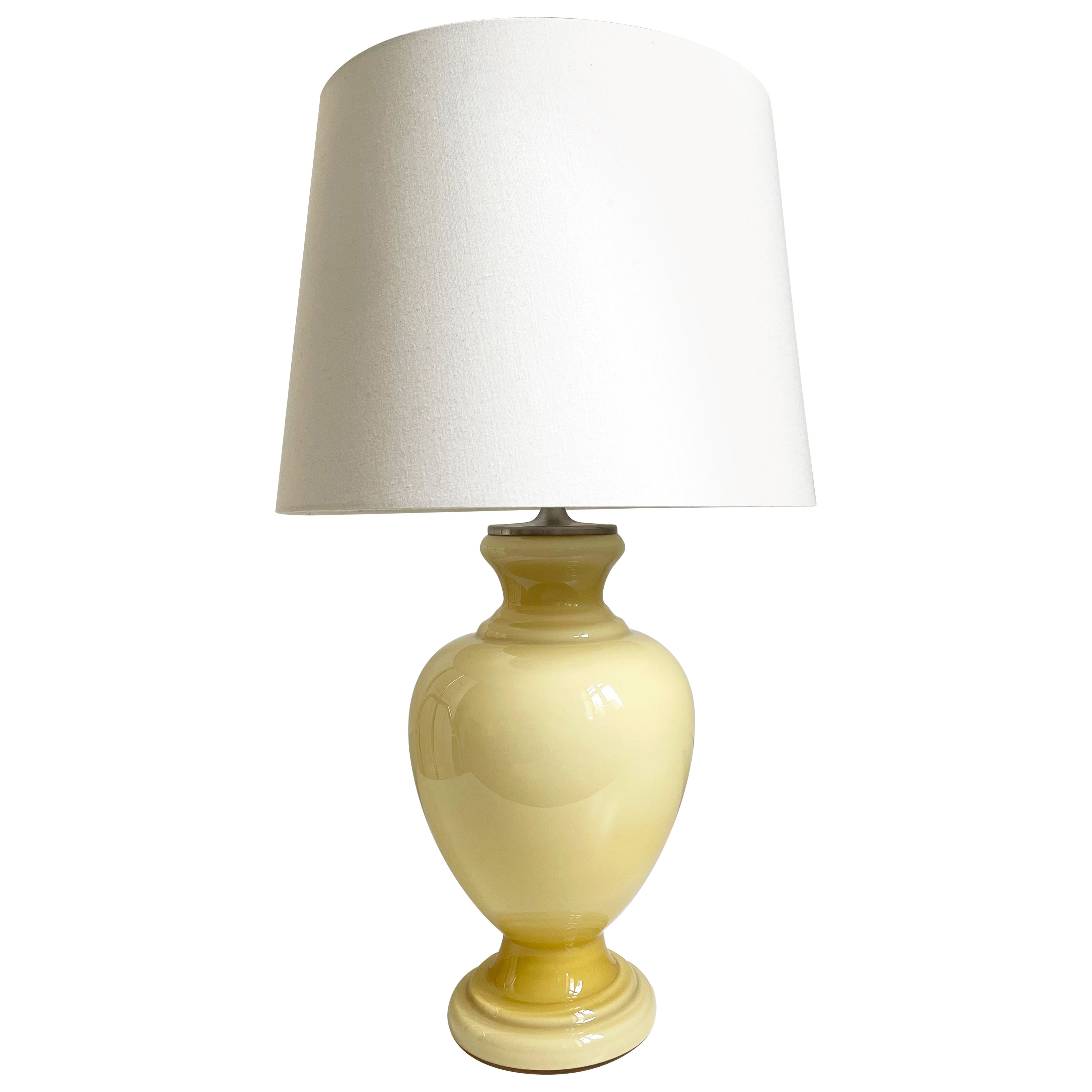 Spring Yellow Royal Copenhagen Glass Siena Table Lamp by Holmegaard, 1990