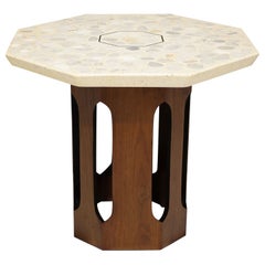Harvey Probber Walnut Occasional Table with Terrazzo Top and Brass Inlay