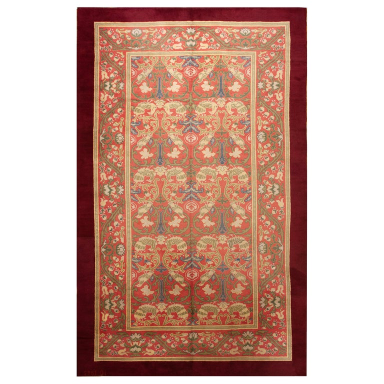 Vintage Donegal Rug Vintage Arts and Crafts Rug Art Nouveau Rug Signed 10x17 Large For Sale at