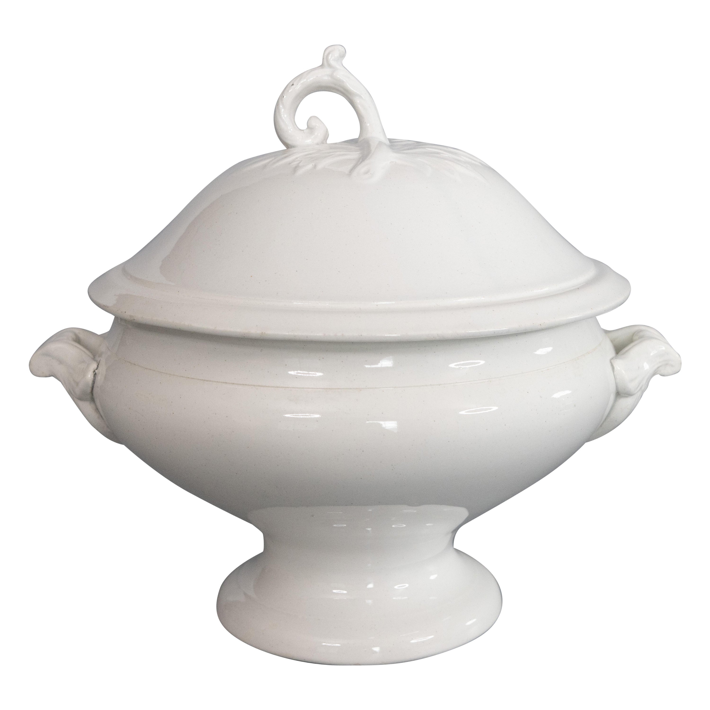 Antique French White Ironstone Soup Tureen Soupiere