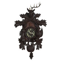 Vintage Black Forest Hunter Cuckoo Clock Regula German Deer Rabbit G.M. 8 Day