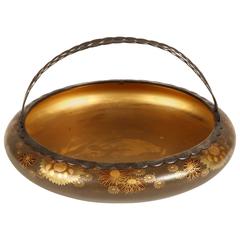 Japanese Lacquer Bowl with Silver Handles